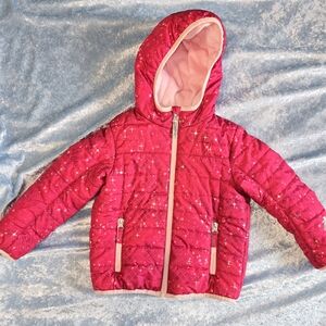 Pink Star Patterned Hooded Jacket